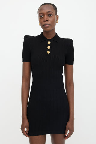 Balmain Ribbed Knit Polo Dress