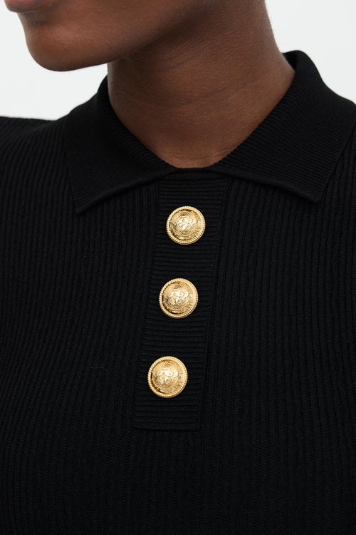 Balmain Ribbed Knit Polo Dress