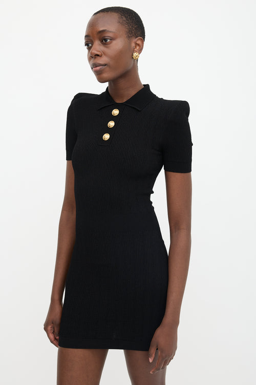 Balmain Ribbed Knit Polo Dress
