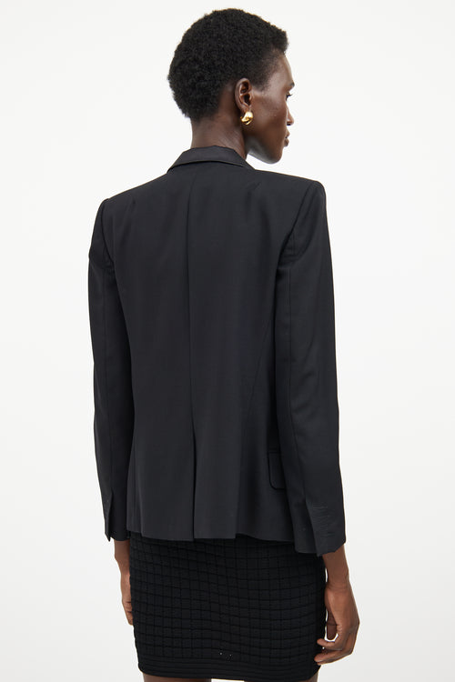 Balmain Black Wool & Satin Lapel Open Blazer