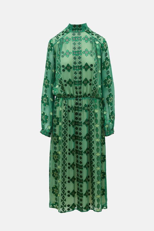 Balmain Sheer Floral Fil Coupé Dress