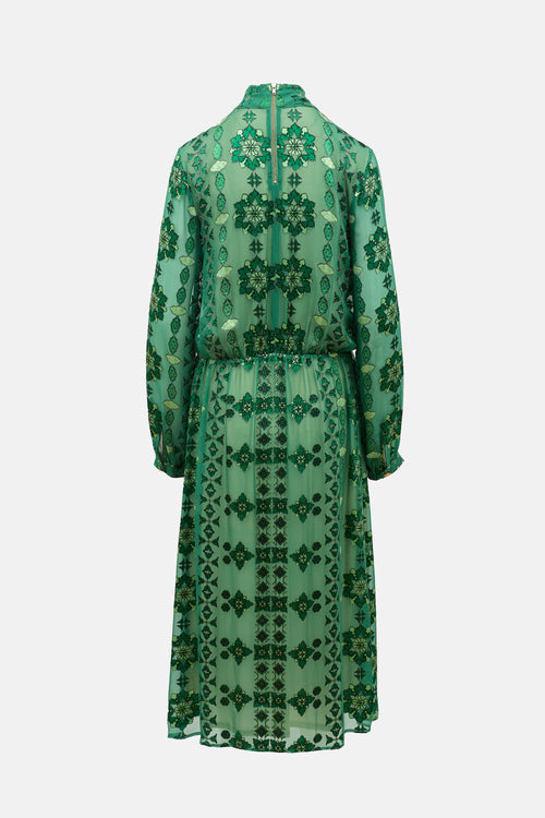 Balmain Sheer Floral Fil Coupé Dress