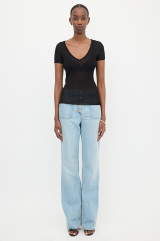 Balmain Sheer Rib Knit T-Shirt