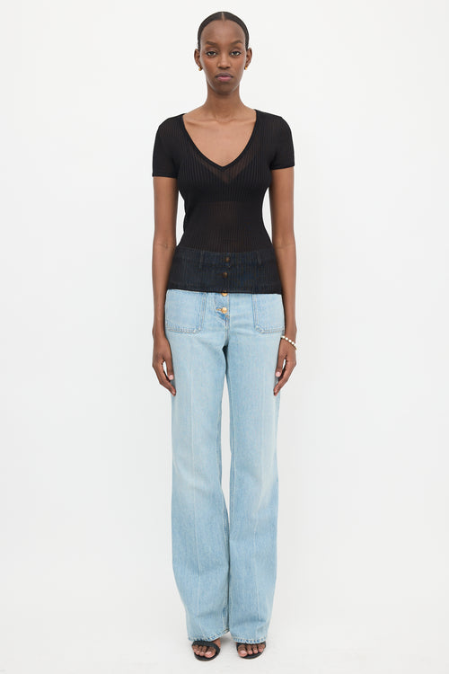 Balmain Sheer Rib Knit T-Shirt