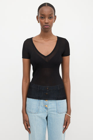 Balmain Sheer Rib Knit T-Shirt