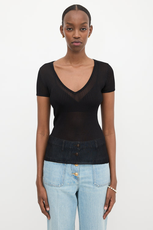 Balmain Sheer Rib Knit T-Shirt