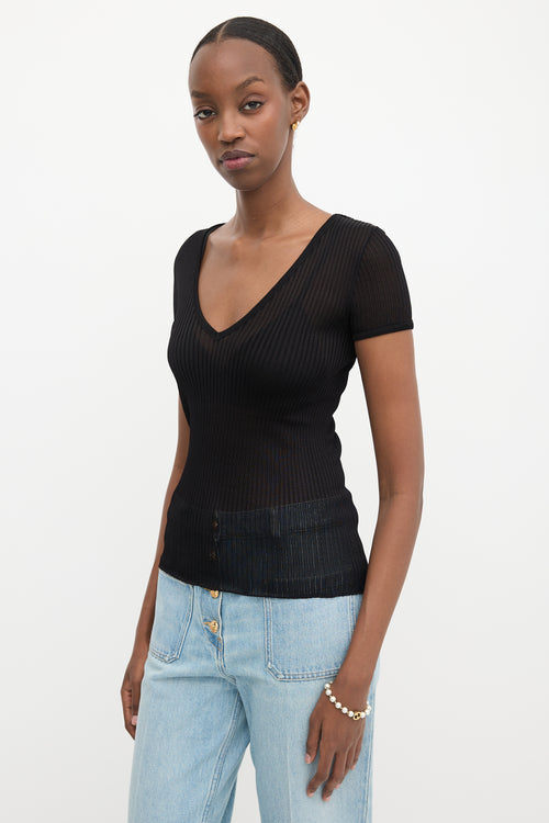 Balmain Sheer Rib Knit T-Shirt
