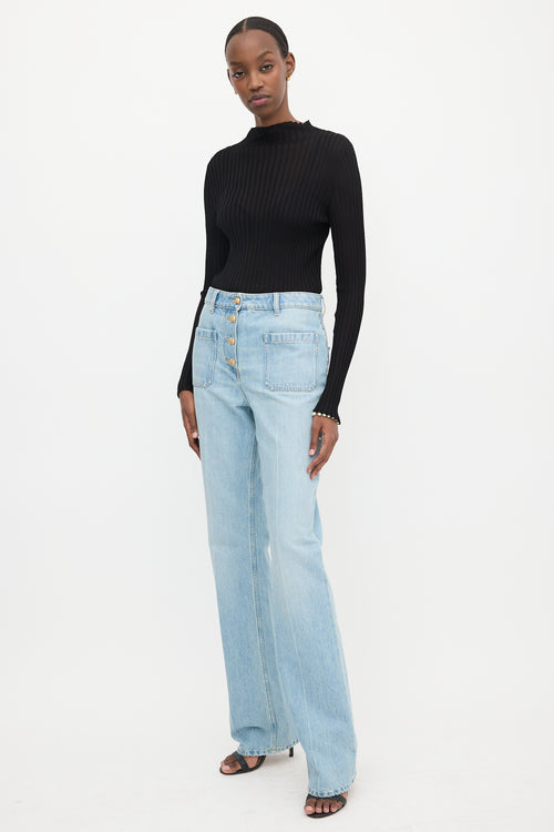 Balmain Sheer Rib Knit Top