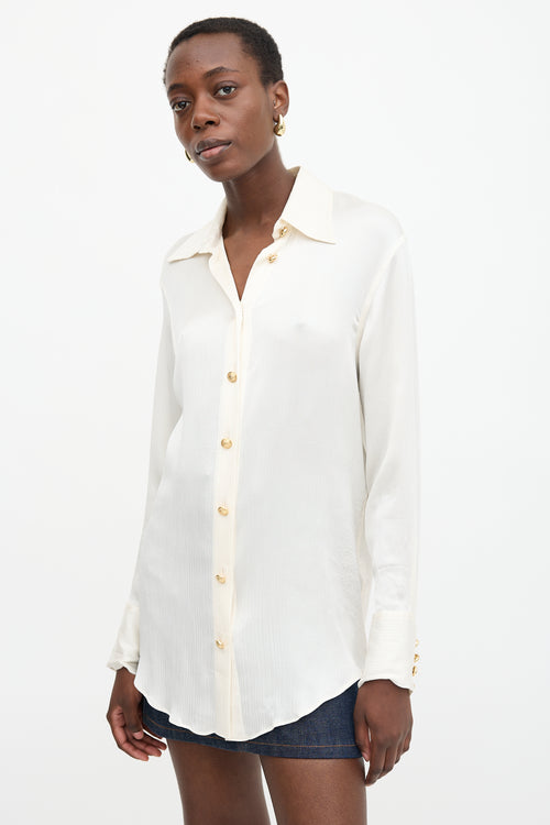 Balmain Silk Plisse Blouse