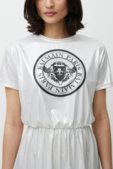 Balmain Silver & Black Logo Dress