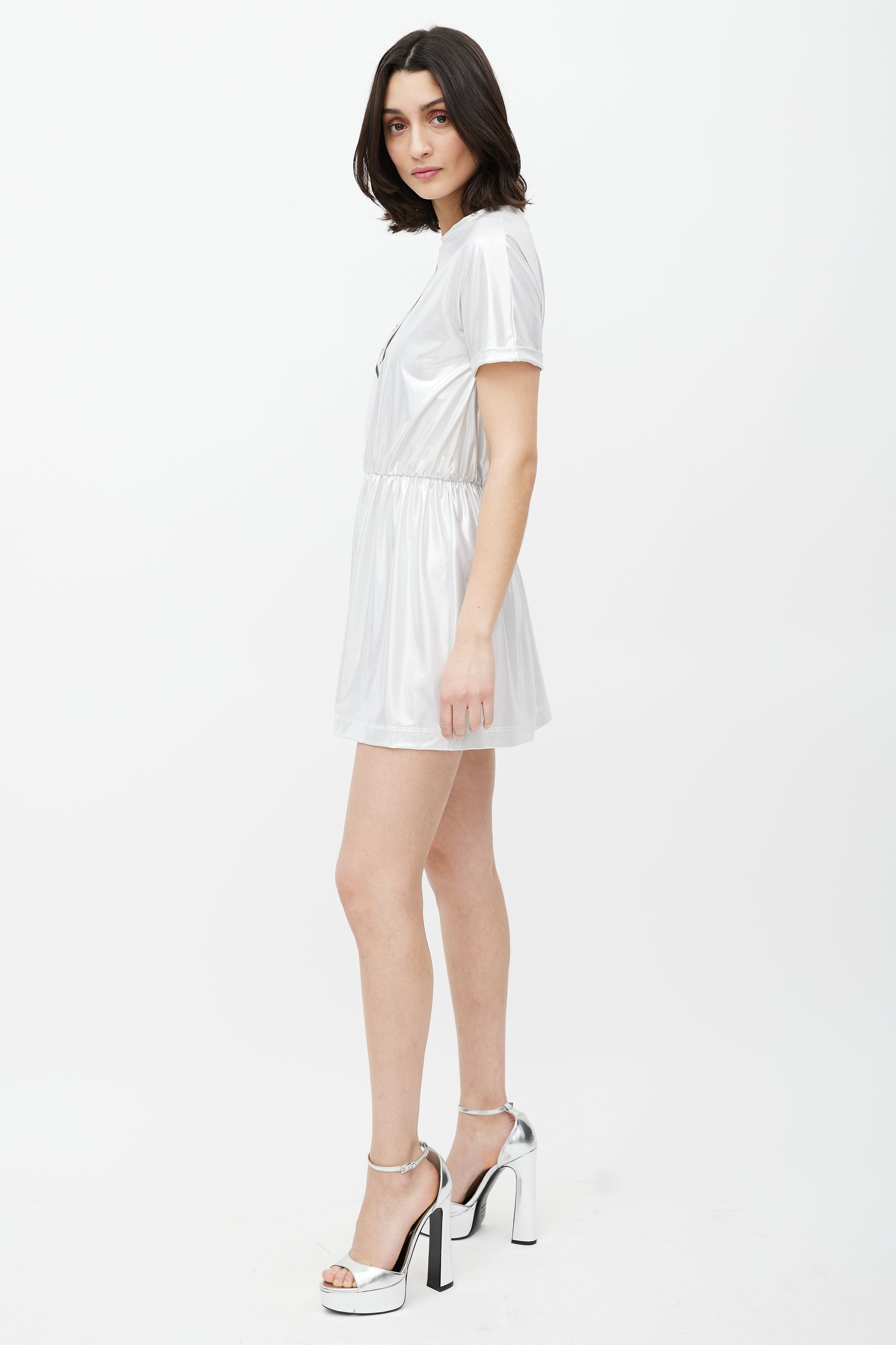 Balmain // Silver & Black Logo Dress – VSP Consignment