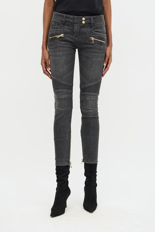 Balmain Slim Leg Biker Jeans