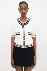 Balmain Tweed Knit Short Sleeve Cardigan