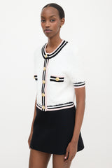 Balmain Tweed Knit Short Sleeve Cardigan