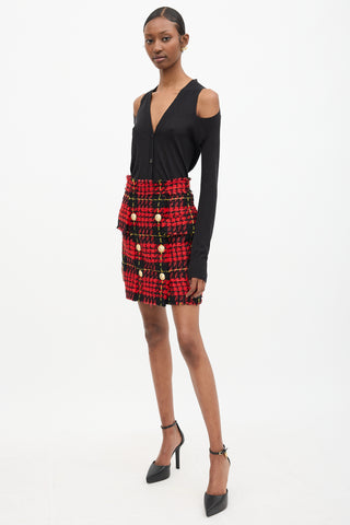 Balmain Tweed Tartan Skirt