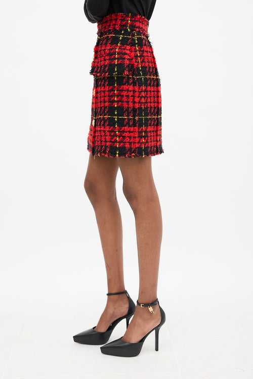 Balmain Tweed Tartan Skirt