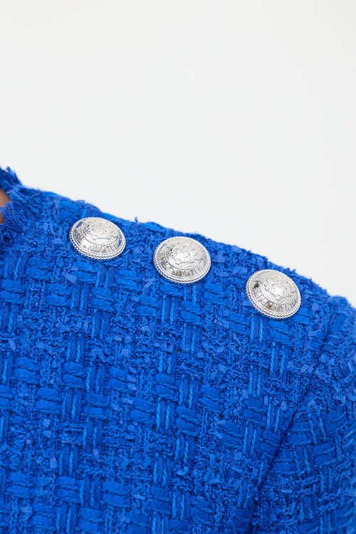 Balmain Tweed Long Sleeve Mini Dress