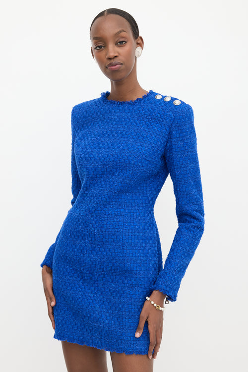 Balmain Tweed Long Sleeve Mini Dress