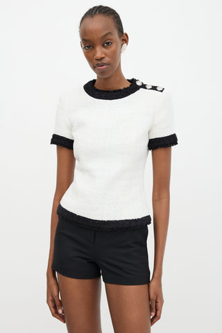 Balmain Tweed Short Sleeve Top