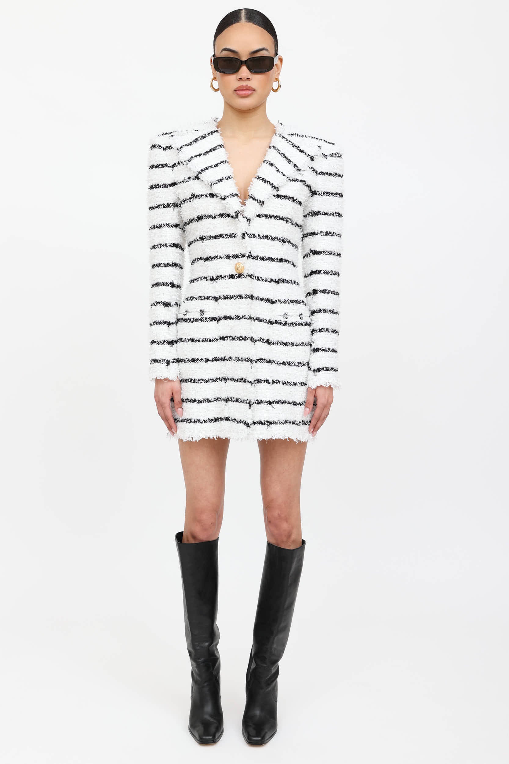 Balmain // Striped Tweed Boucle Dress – VSP Consignment