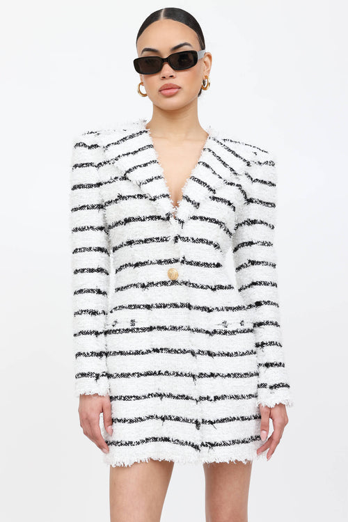 Balmain Striped Tweed Boucle Dress