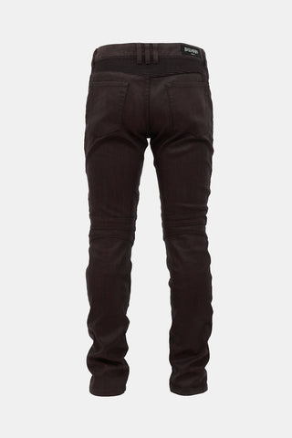 Balmain Waxed Biker Slim Leg Jeans