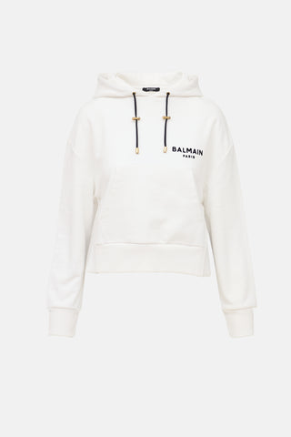 Balmain Logo Crop Hoodie