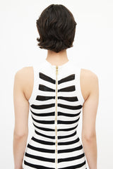 Balmain White & Black Stripe Bodycon Dress