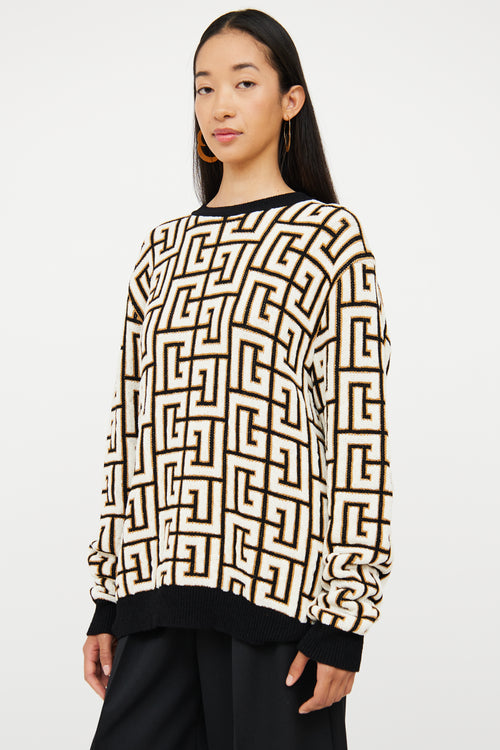 Black & White Monogram Blanket Sweater