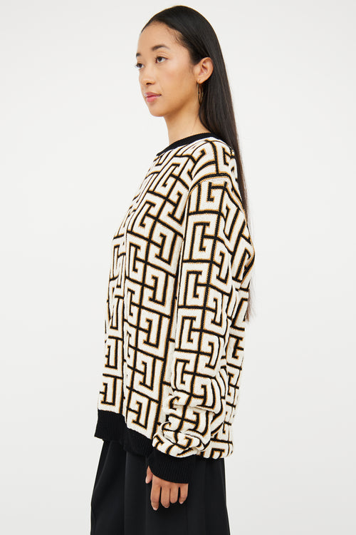 Black & White Monogram Blanket Sweater