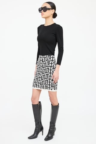 Balmain Monogram Knit Mini Skirt