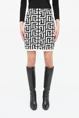 Balmain Monogram Knit Mini Skirt