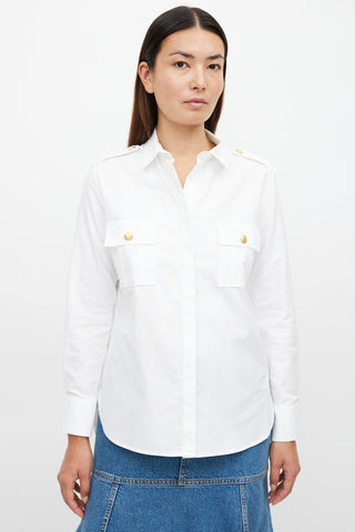 Balmain White & Gold Button Shirt
