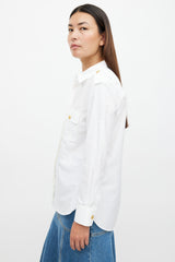 Balmain White & Gold Button Shirt