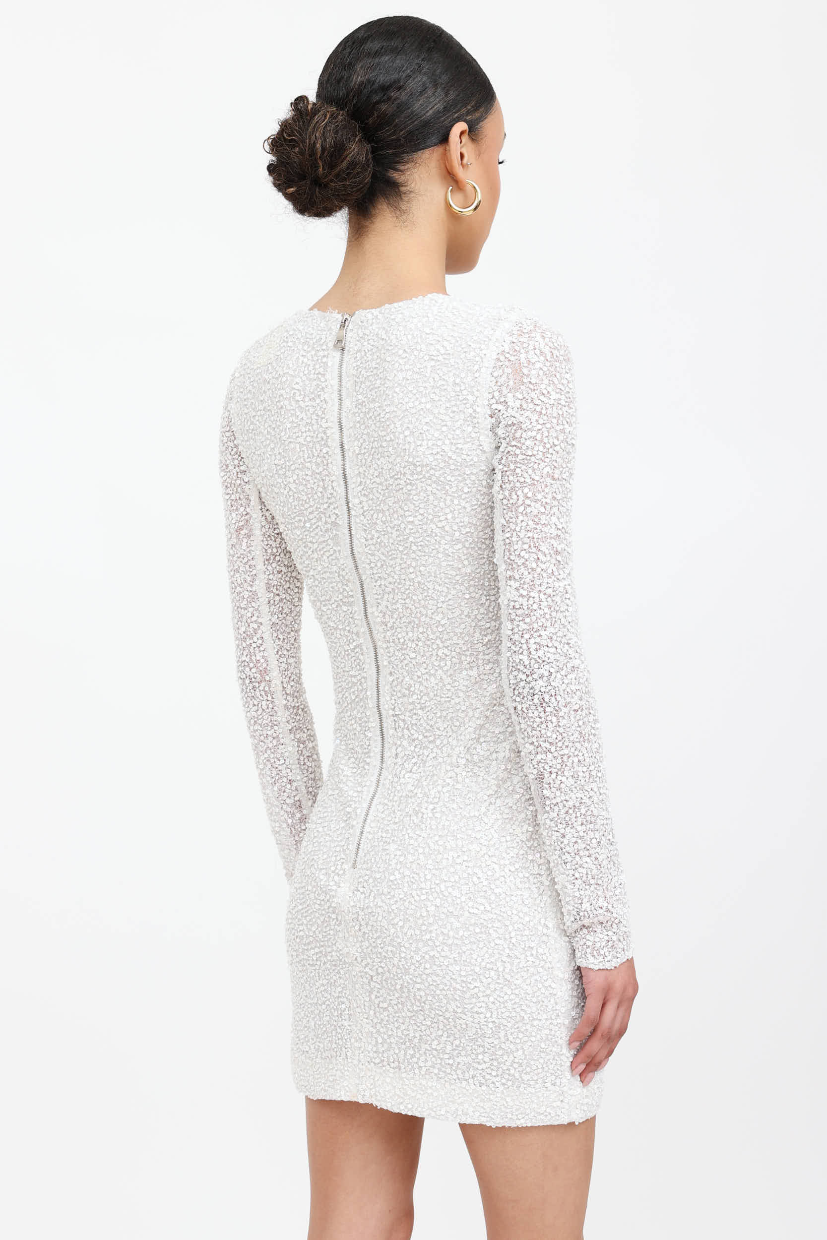 balmain white sequin dress Sequined minidress in silver - Balmain