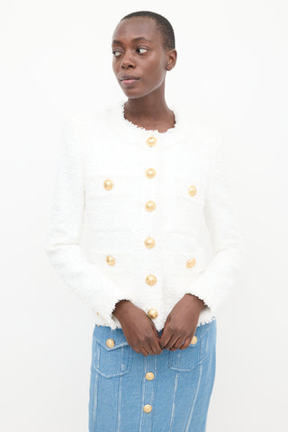 Balmain White Tweed Jacket