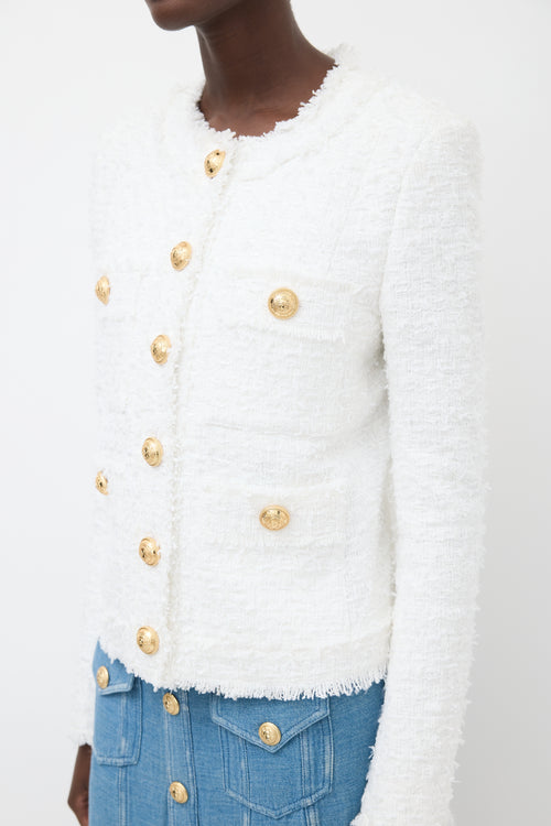 Balmain White Tweed Jacket