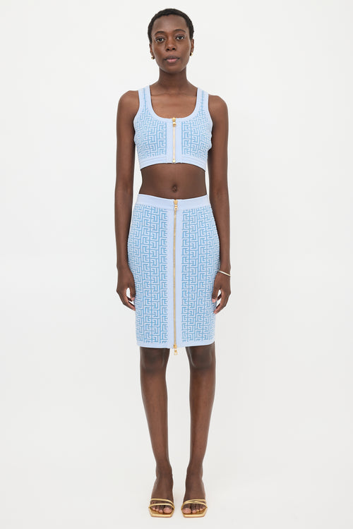 Balmain Wool Knit PB Labyrinth Skirt