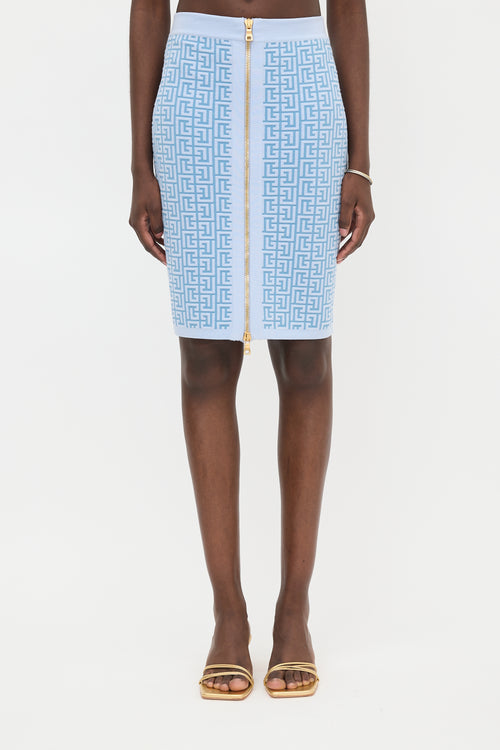 Balmain Wool Knit PB Labyrinth Skirt