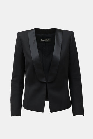 Balmain Wool Shawl Collar Cropped Jacket