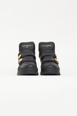 Balmain X Puma Black Leather Gold Button Sneaker