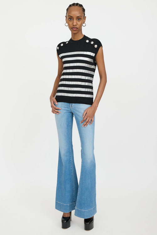Balmain Wool Striped Knit Top