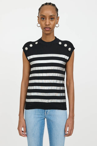 Balmain Wool Striped Knit Top