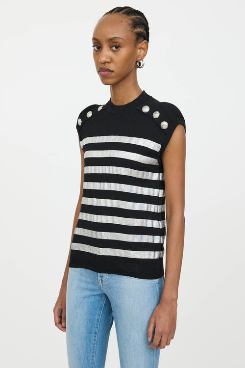 Balmain Wool Striped Knit Top
