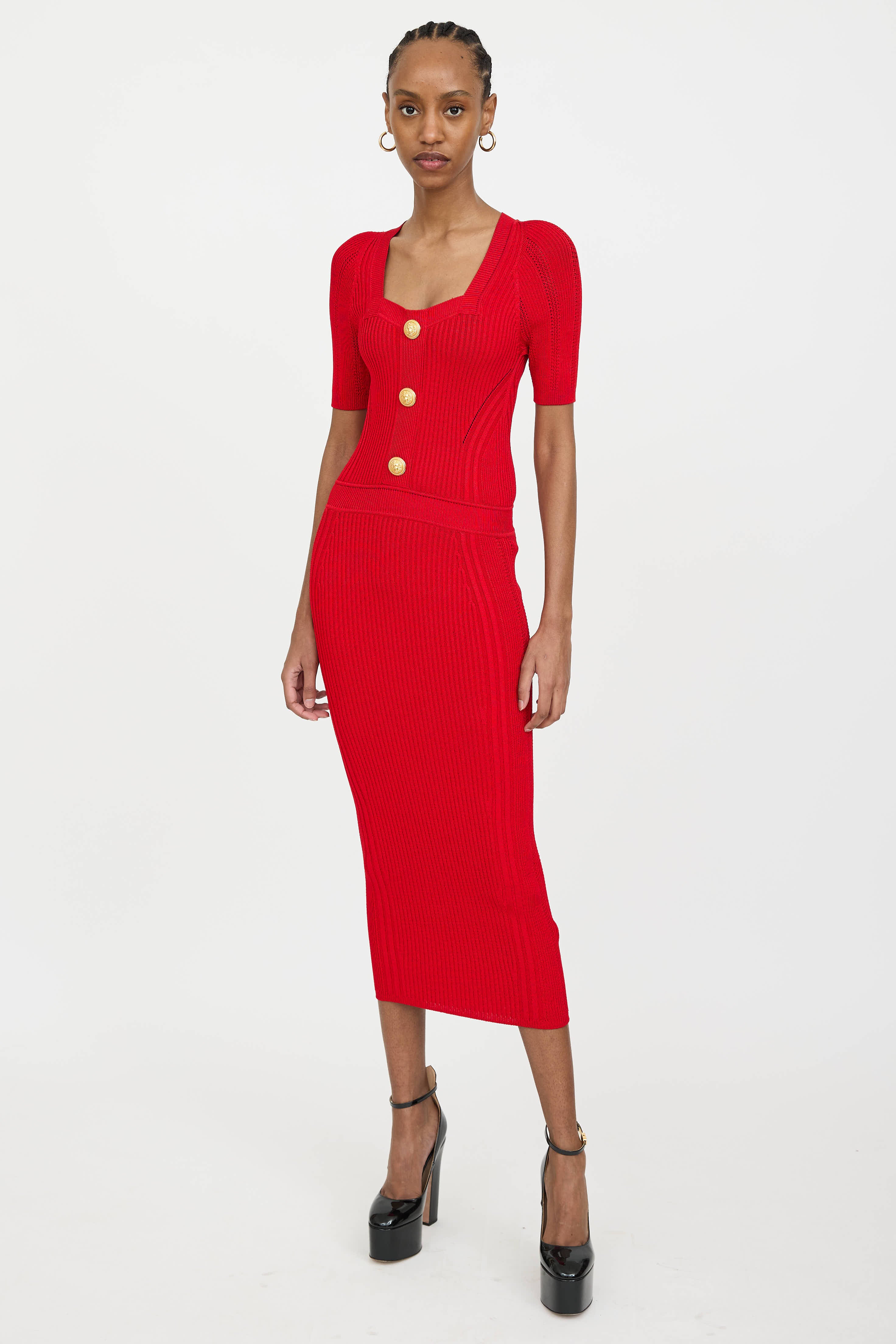 Balmain // Knit Square Neck Dress VSP Consignment Balmain // Knit Square Neck Dress VSP Consignment