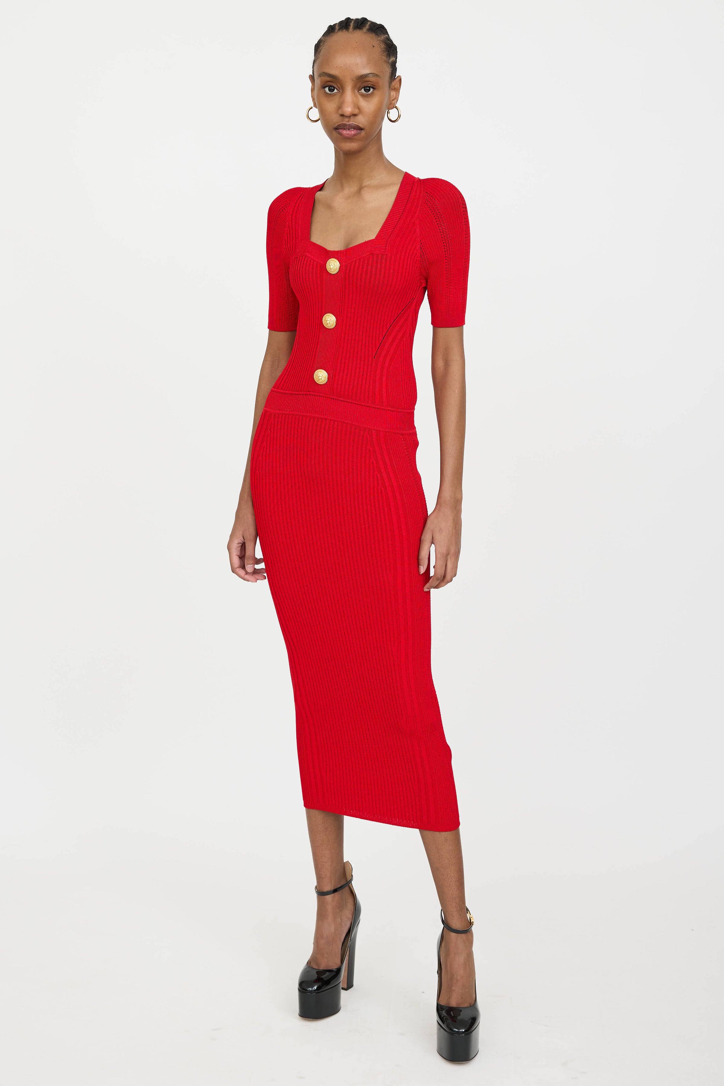 Balmain // Knit Square Neck Dress – VSP Consignment Balmain // Knit Square Neck Dress – VSP Consignment