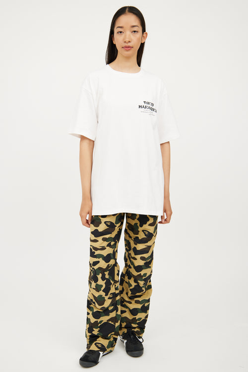 Bape White Kanji Head Short Sleeve Tshirt