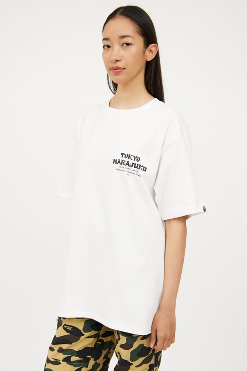 Bape White Kanji Head Short Sleeve Tshirt