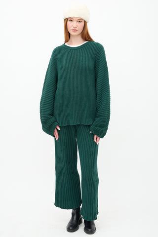 Baserange Green Ribbed Knit Kai Sweater