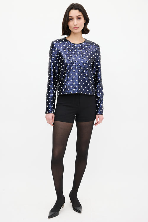 Baum Und Pferdgarten Navy & White Sequin Polka Dot  Top